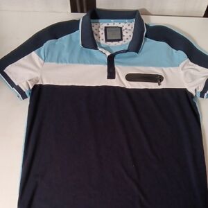 Sporty Color-Block Polo Shirt with Knit Fabric